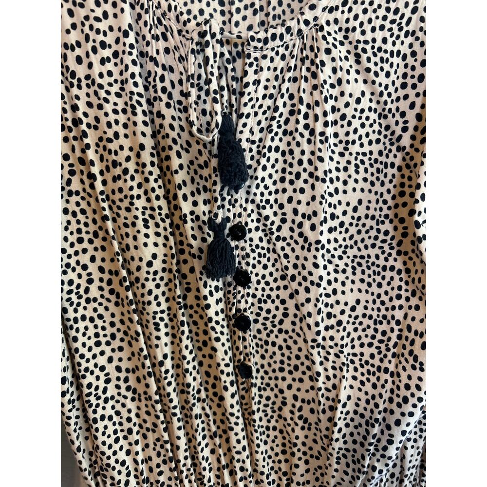 Anthropologie Beachgold | Tan/Black Polka Dot Half Sleeve Romper | Small - Picture 6 of 14